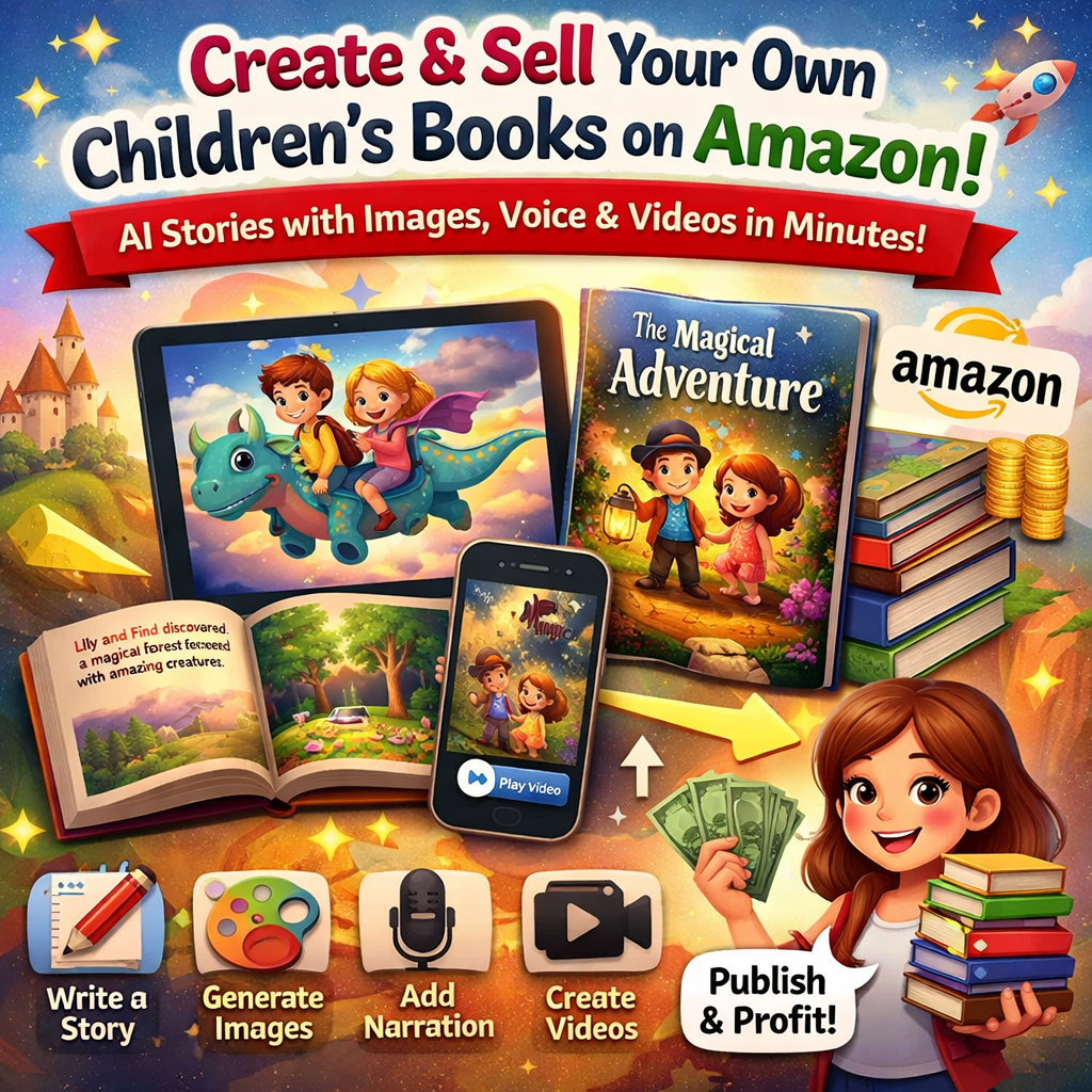DreamForge AI storybook preview with children reading